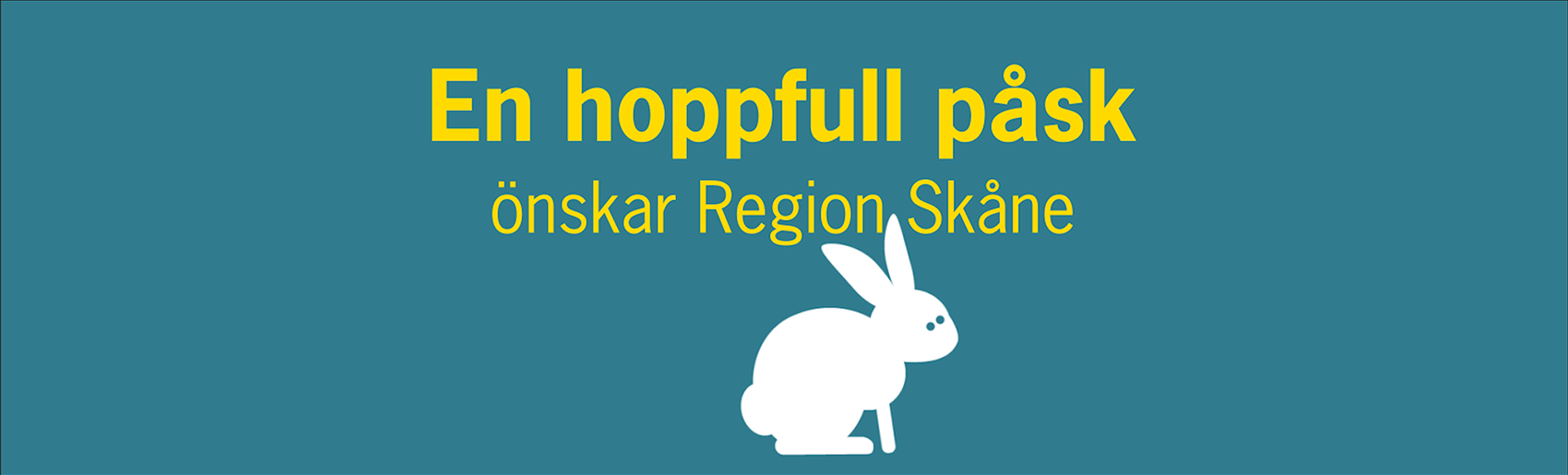 En vit hare samt texten En hoppfull påsk önskar Region Skåne