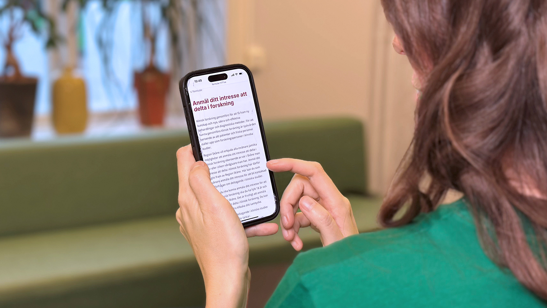 Mobil visar sida på 1177.se.