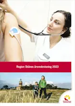 Kollage av två bilder, en med en kvinnlig läkare som gör en undersökning och en med ett barn och en vuxen ute på vandring.